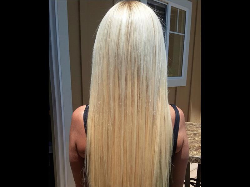 Blonde, lovely and natural looking &quot;Thermal Bonding&quot; hair extensions.